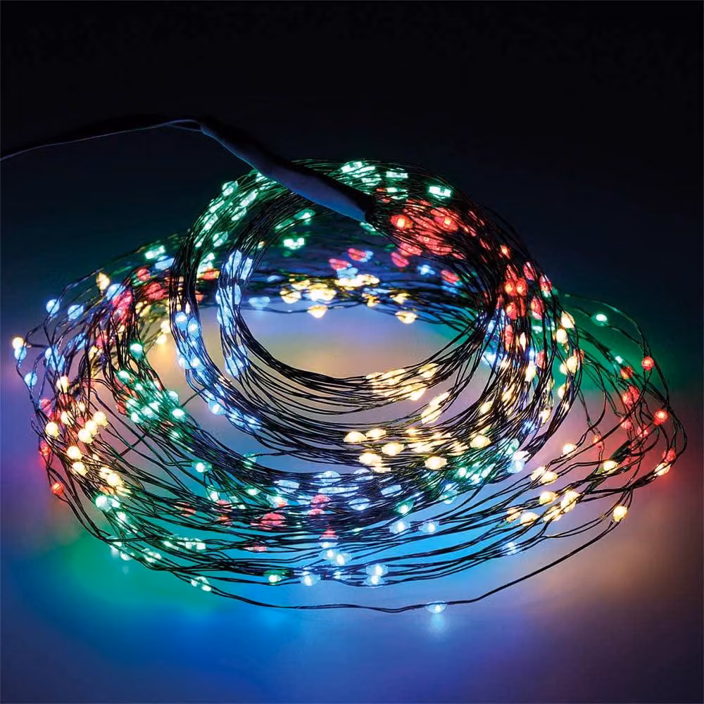 Catena luminosa a LED multicolore per uso esterno, lunghezza 6,8 metri, adatta per alberi fino a 180 cm