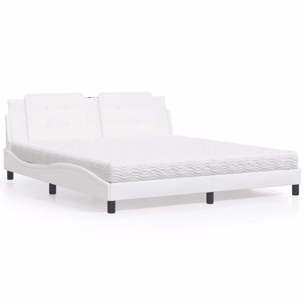 Letto con Materasso Zadar vidaXL Bianco in Similpelle L/P: 180 x 200 cm