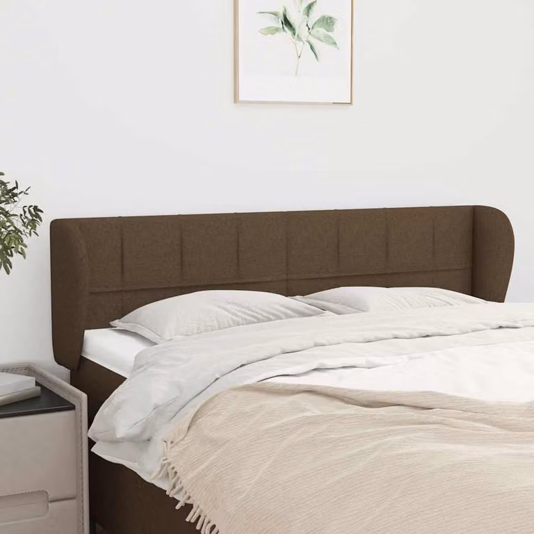 Testiera ad orecchio vidaXL in tessuto marrone scuro L: 147 cm, P: 23 cm, H: 78/88 cm