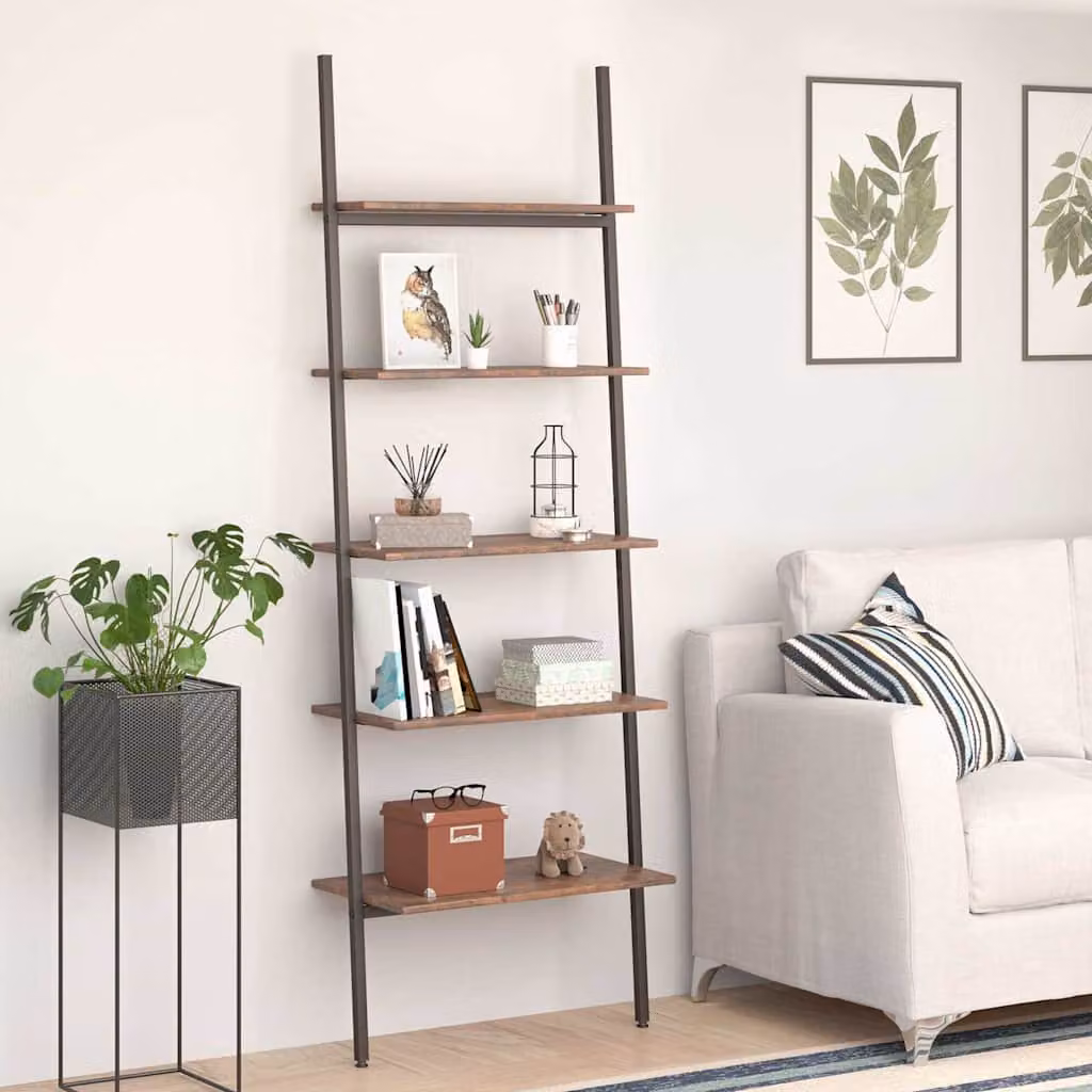 vidaXL Scaffale a 5 Livelli in Stile Industriale Marrone Scuro e Nero L: 64 cm, P: 34 cm, H: 185,5 cm