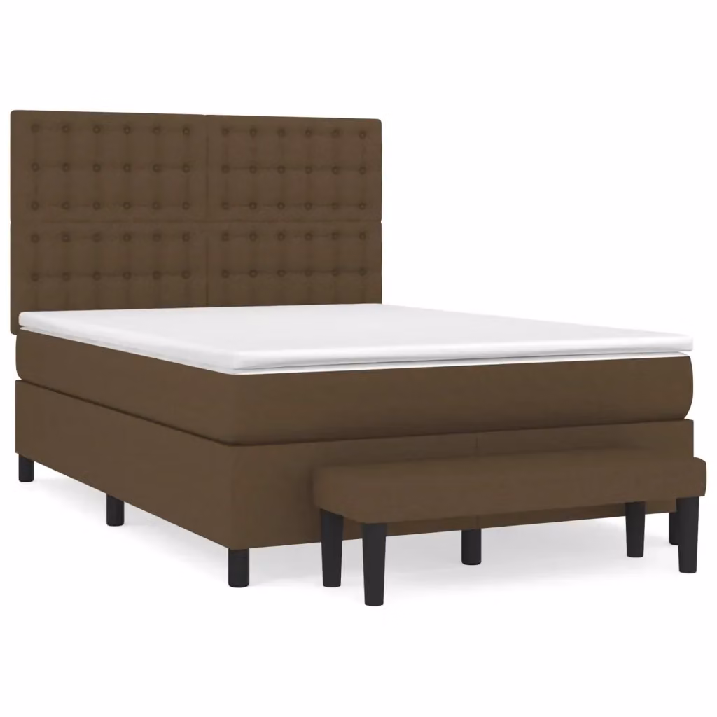 vidaXL Giroletto a Molle Ibrido con Materasso in Tessuto Marrone e Bianco L/P/H: 200 x 140 x 128 cm – 2