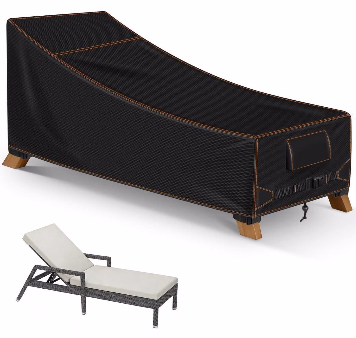 Copertura per sedia da giardino, dimensioni 200x75x40/70 cm, impermeabile, protezione UV, tessuto Oxford 420D, colore nero