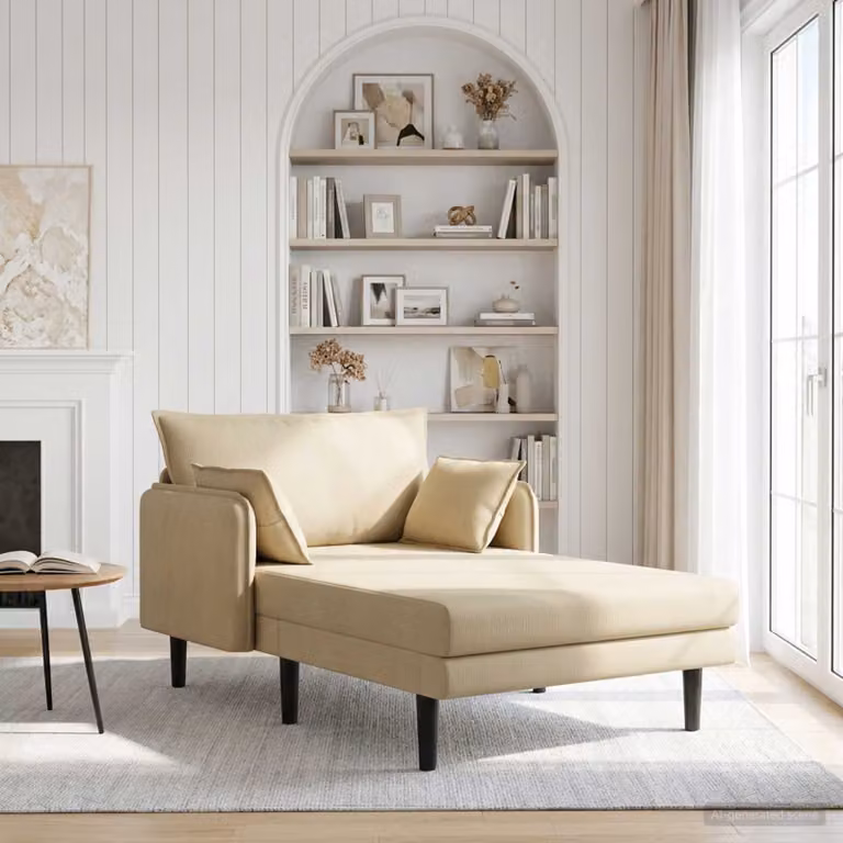 vidaXL Chaise longue oversize moderna in velluto a coste con cuscini, Grigio Verde Beige, L: 173 cm, P: 114 cm, H: 86 cm