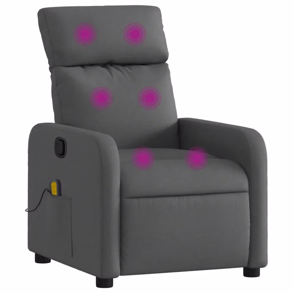 vidaXL Poltrona reclinabile relax in tessuto grigio con braccioli L: 89,5 cm, P: 66,0 cm, H: 95,5 cm – 2
