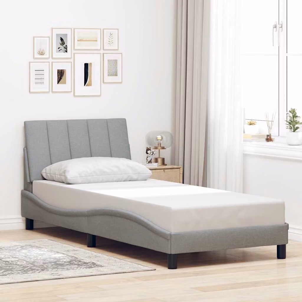 vidaXL Giroletto senza Materasso Hanko Grigio Chiaro 90x200 cm in Tessuto – 1