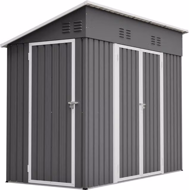 Capannone da giardino 4x8m ¨C Minimal ¨C Grigio metallo esterno con due porte