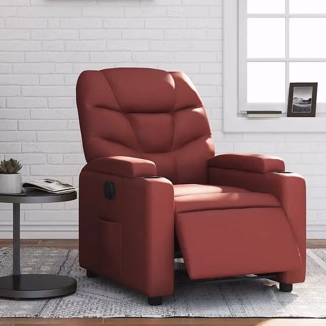 Poltrona Reclinabile Elettrica vidaXL in Similpelle Rossa con Braccioli e Funzione Auto-Return