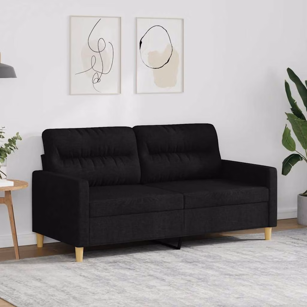 Divano a 2 posti vidaXL moderno in tessuto nero con struttura in metallo per il tuo soggiorno L: 158 cm, P: 80 cm, H: 77 cm
