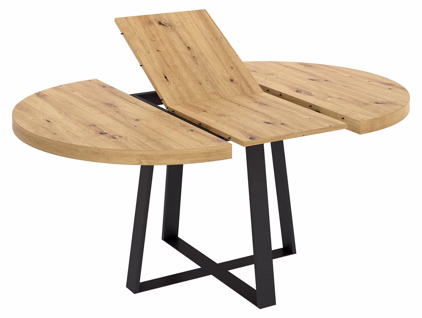 Tavolo da pranzo rotondo allungabile, in melaminico, dimensioni 77 x 110-158 cm, stile nordico