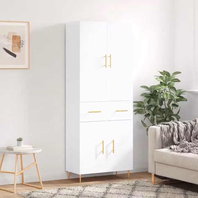 Credenza Bianca 69,5x34x180 cm in Legno Multistrato 3198137