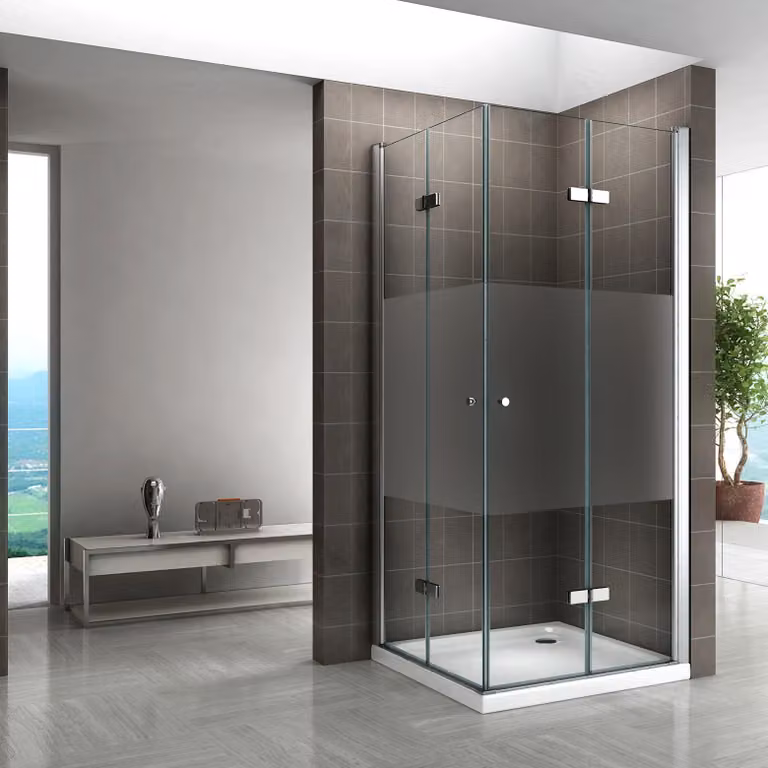 Cabina doccia con porte a libro i-flair 95x70x190 cm in vetro di sicurezza da 6 mm parzialmente satinato - DK99