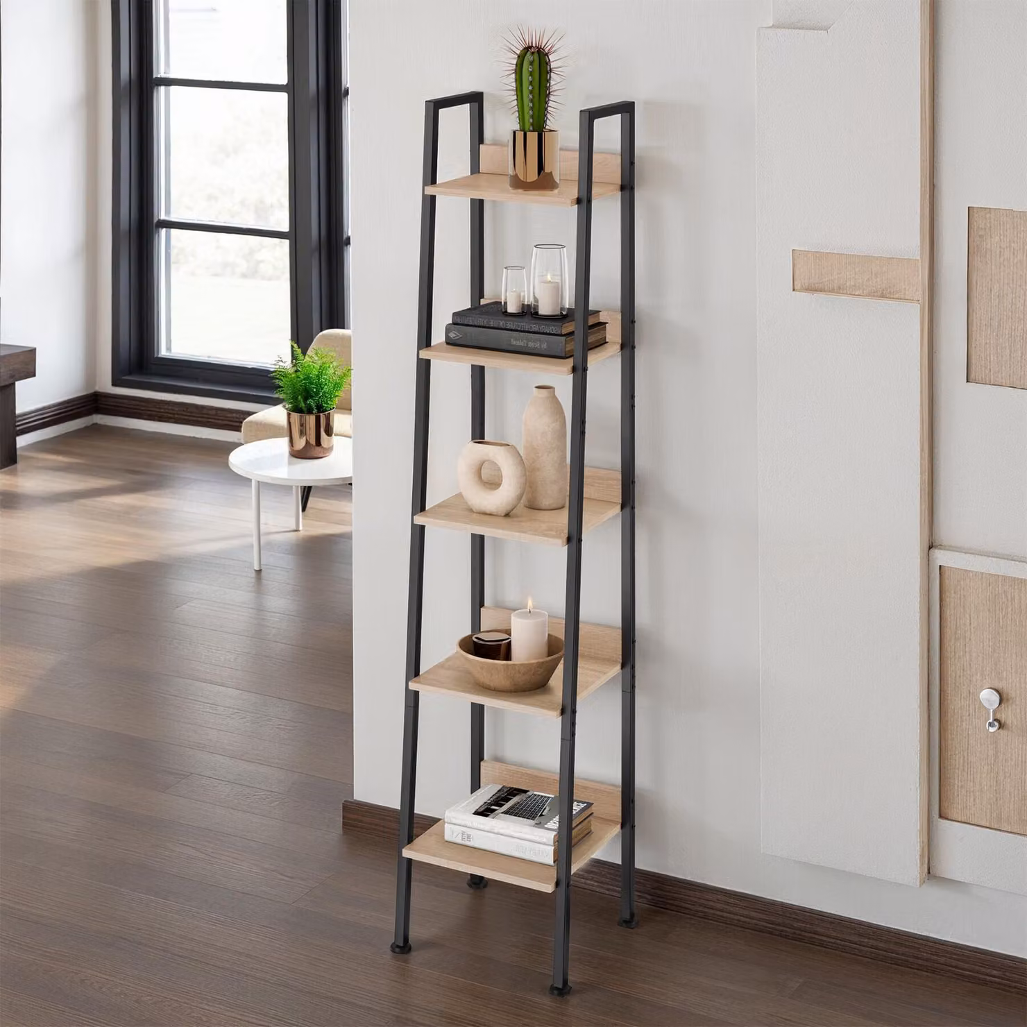 Scaffalatura Industriale Tectake in Legno Rovere Sonoma e Metallo, Marrone, L/P/H: 35,5 x 31,5 x 170,5 cm – 2