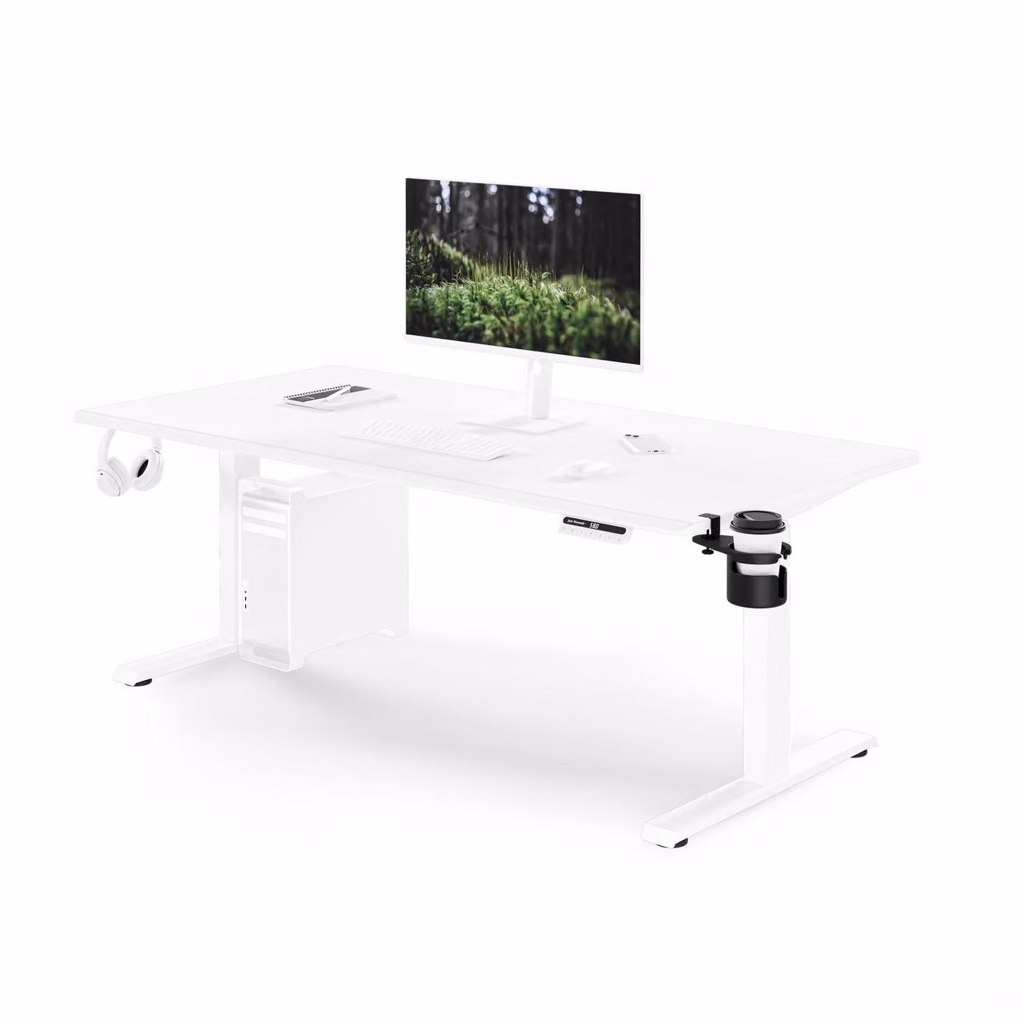 Scrivania ergonomica, regolabile in altezza, colore bianco: 160 x 80 cm: ARIA