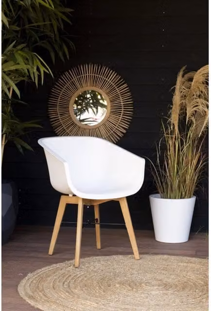 Set di 2 sedie AMALIA Eucalyptus HARTMAN in legno trattato bianco con braccioli per giardino e terrazza L/P/H: 80 x 58 x 44 cm