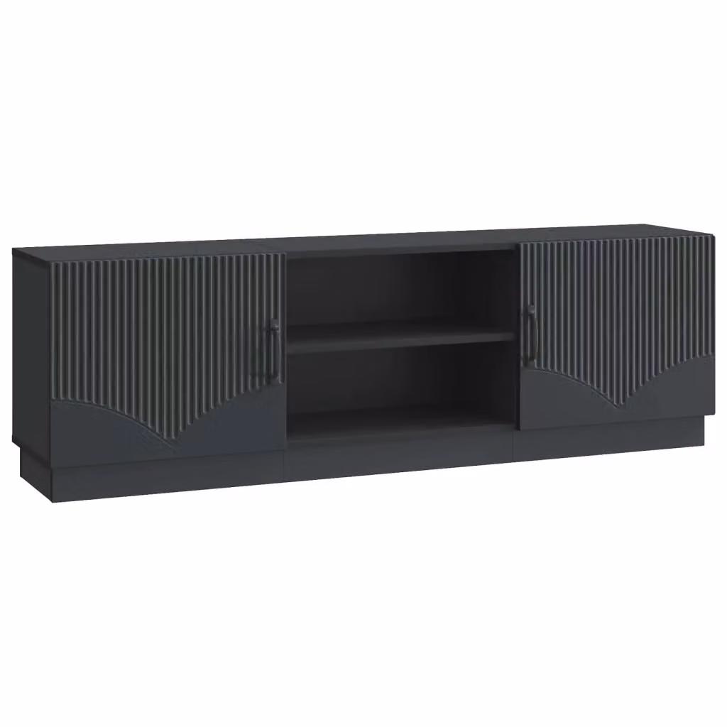 Mobile TV moderno DESIGN IN nero in MDF per soggiorno con illuminazione integrata L: 150 cm, P: 31 cm, H: 47 cm – 2