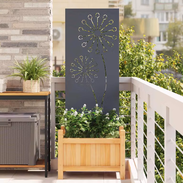 vidaXL Paravent per privacy in giardino in acciaio traforato, colore Antracite, L: 50 cm, H: 140 cm