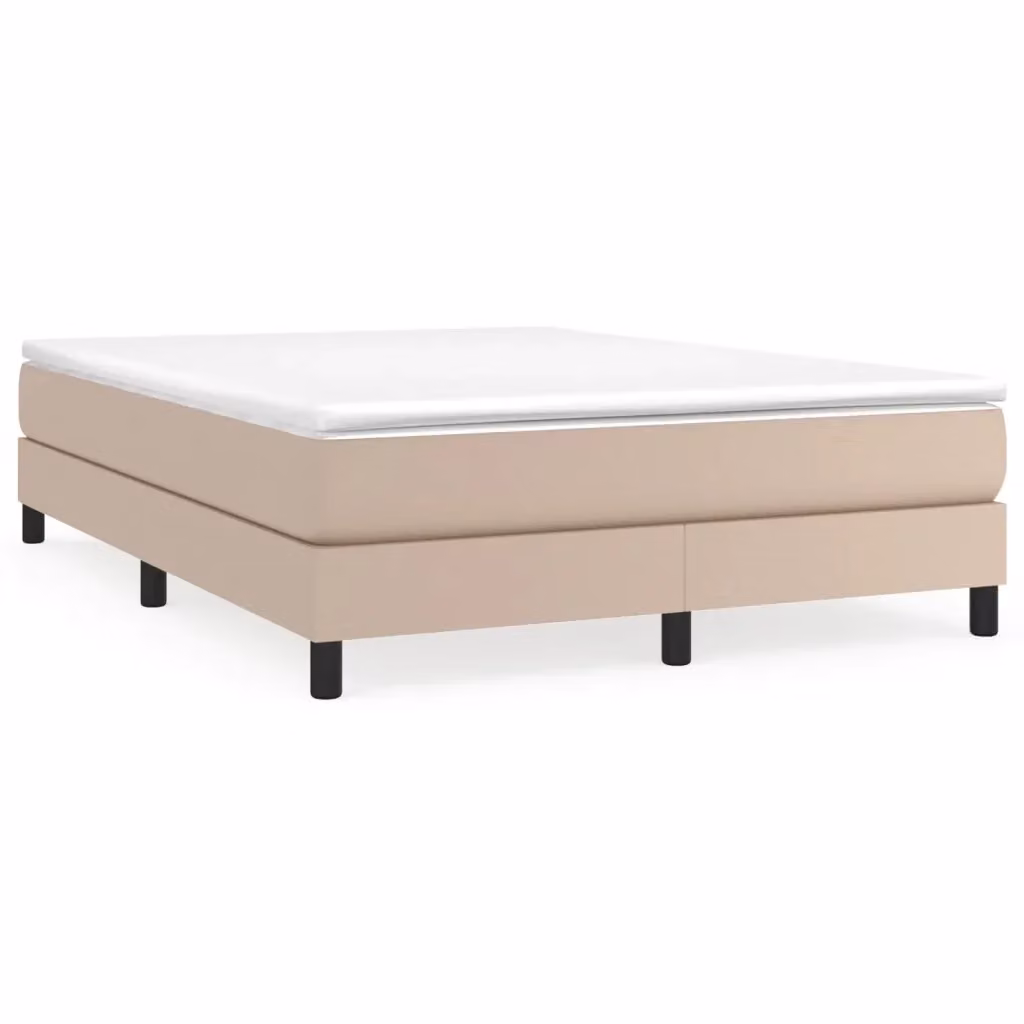 Letto a molle con materasso ibrido vidaXL in similpelle beige, L/P/H: 140 x 190 cm – 2
