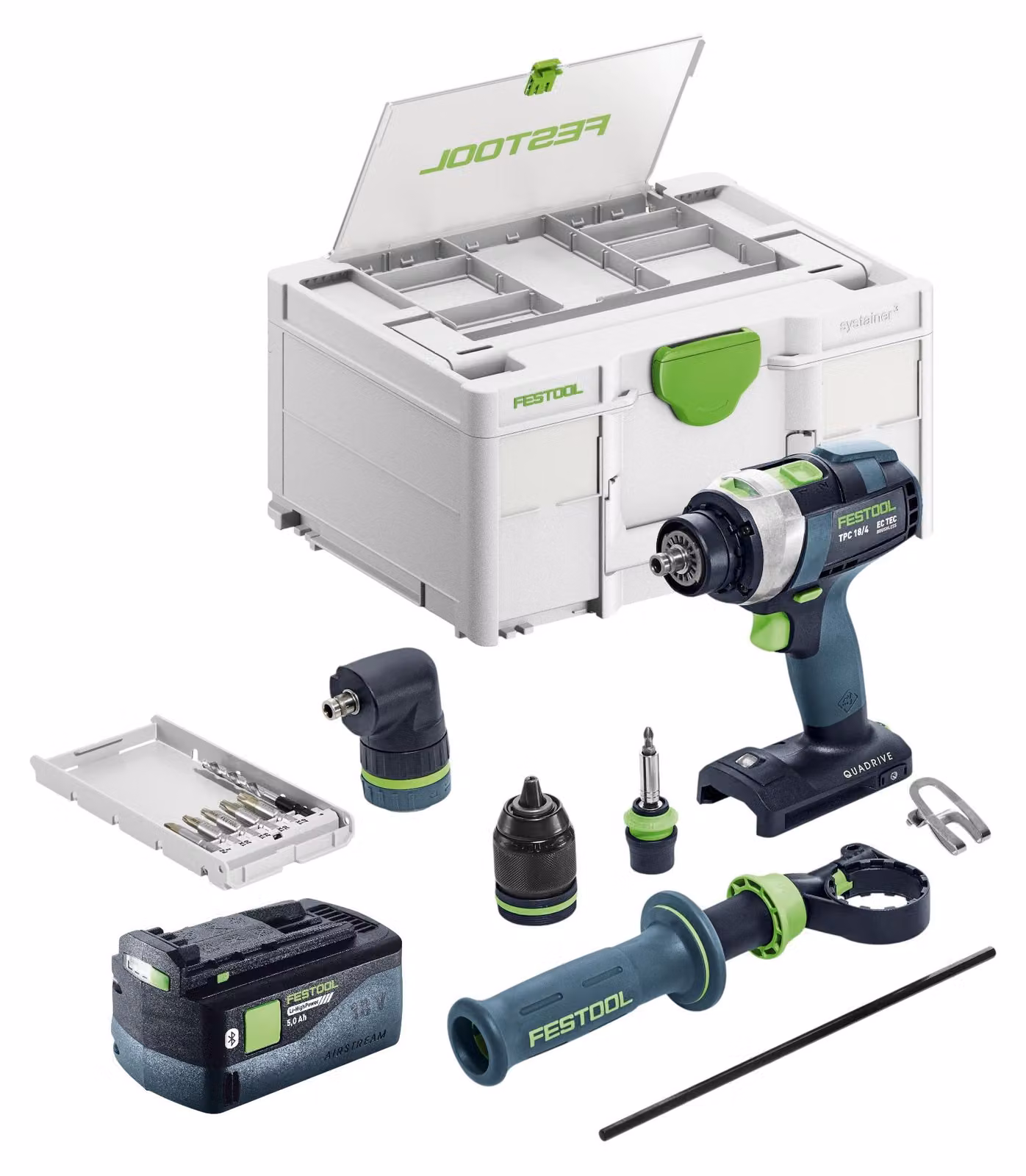 Set base Festool TPC 18/4: avvitatore a percussione a batteria 18 V 75 Nm Brushless + 1x batteria 5,0 Ah + Systainer - senza caricabatterie