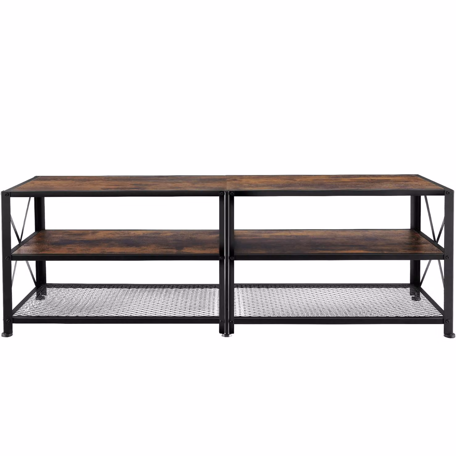 Mobile basso tectake in stile industriale color marrone con finitura opaca L: 161 cm, P: 41,5 cm, H: 50,5 cm – 4