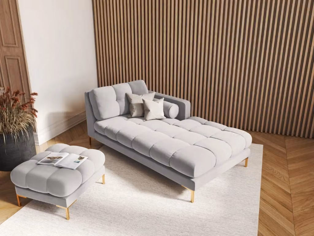 Chaise longue destra Bali di Cosmopolitan Design in velluto argento con cuscini, L/P/H: 164 x 102 x 75 cm – 2