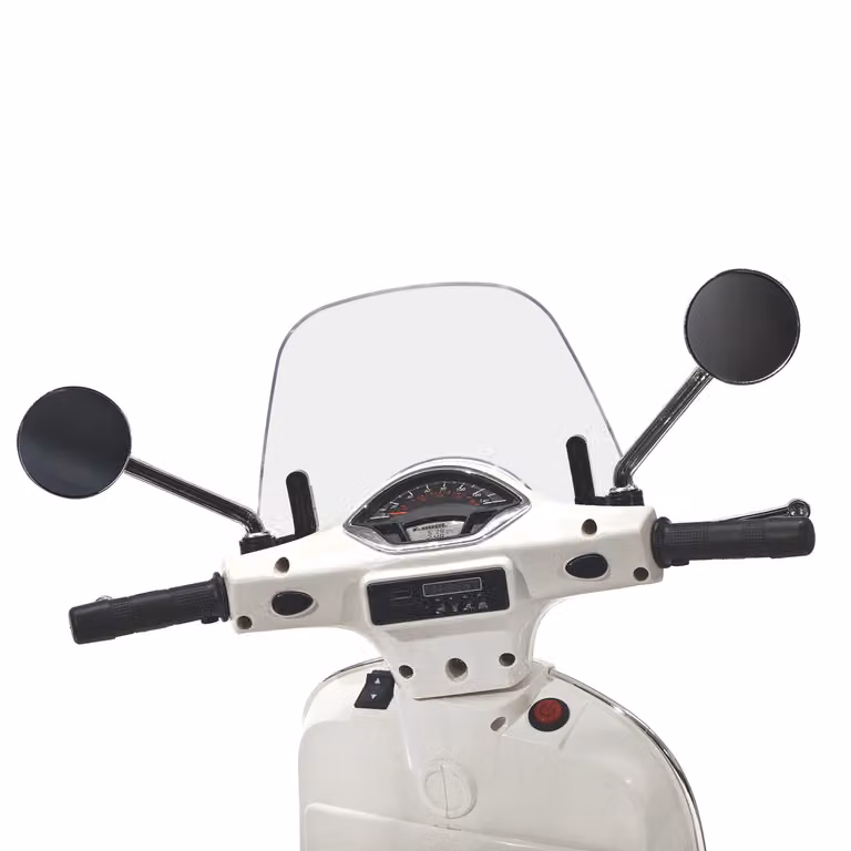 Tu Giochi Vespa Elettrica Bianca per Bambini con Luci e Musica, Batteria Ricaricabile, L/P/H: 102 x 75,5 x 53,5 cm