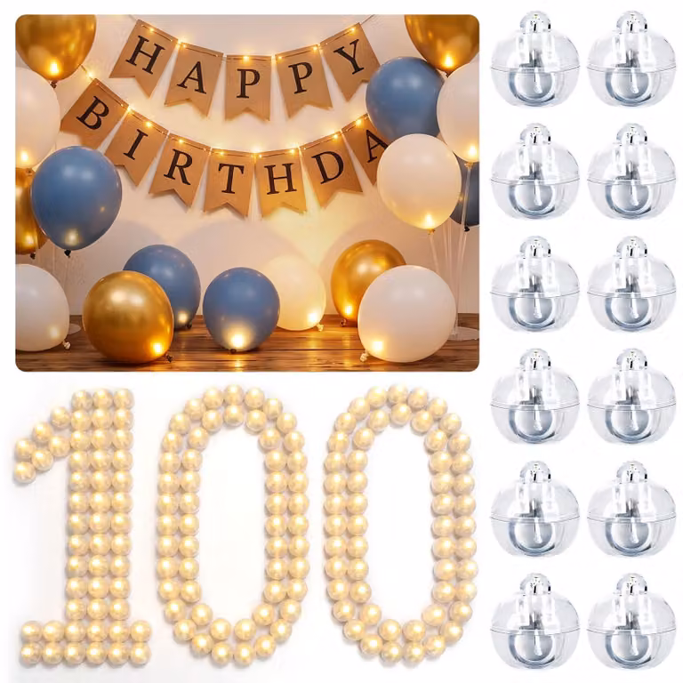 Luci a LED a forma di palloncino, luce bianca calda, confezione da 100 pezzi, mini LED per palloncini e lanterne