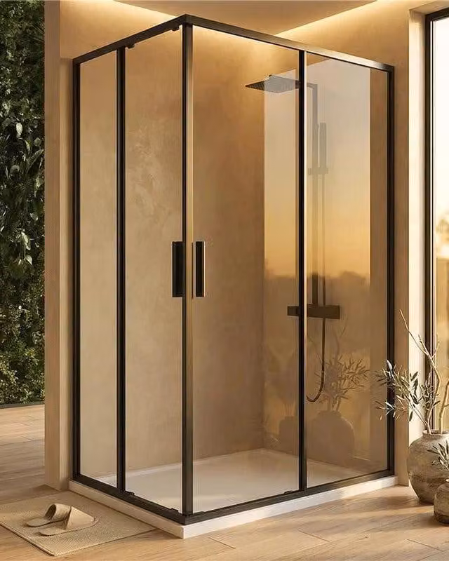 Box doccia 80x120 Rio doppio scorrevole vetro 6 mm trasparente H 195 nero
