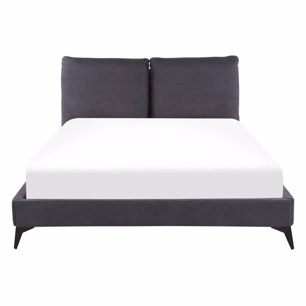 Letto imbottito Beliani in tessuto velvet grigio con struttura in metallo L/P/H: 140 x 200 cm – 2