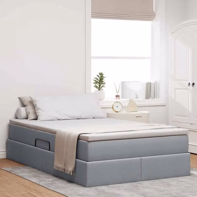 Letto con contenitore e materasso ibrido vidaXL Grigio chiaro L/P/H: 120 x 200 x 48.5 cm