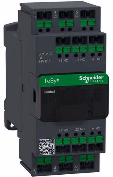 Contattore Schneider LC1D LC1D12ABL 3 poli +1 S +1 Ö 5,5 kW 12 A 400 V CA, 3 bobine