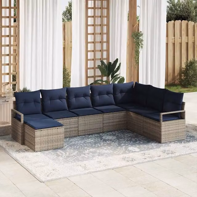 Set di divani 8 pz Grigio polyrattan 3346505