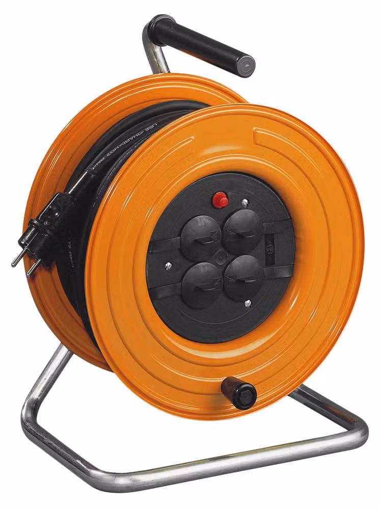 Avvolgicavo SCHILL, 4 x Schuko con coperchio, lunghezza cavo: 50 m, H05RN-F