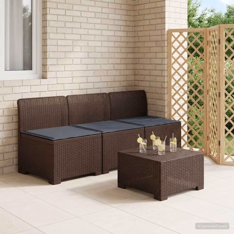 Divano da giardino a 3 posti vidaXL con cuscini in look rattan e rivestimento resistente ai raggi UV, disponibile in marrone o grigio