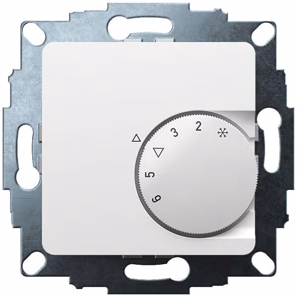Termostato da incasso Eberle UTE 1033, RAL 9016 lucido, 50x50 mm, temperatura 5-30 °C, CA 230 V