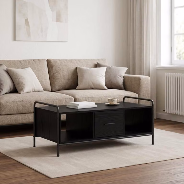 Tavolino da salotto moderno vidaXL in nero, L: 99,5 cm, P: 49 cm, H: 41 cm