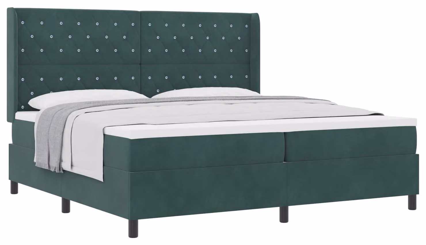 Letto a molle con materasso Verde Scuro 200 x 200 cm Velluto