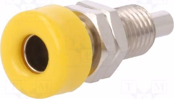 1 connettore femmina, 70 VDC, 32 A, placcato in nichel, 33 VAC, con morsetti a banana da 4 mm, colore giallo, temperatura di esercizio: -25 ÷ 90 °C, modello BU 403 NI / GE Ban