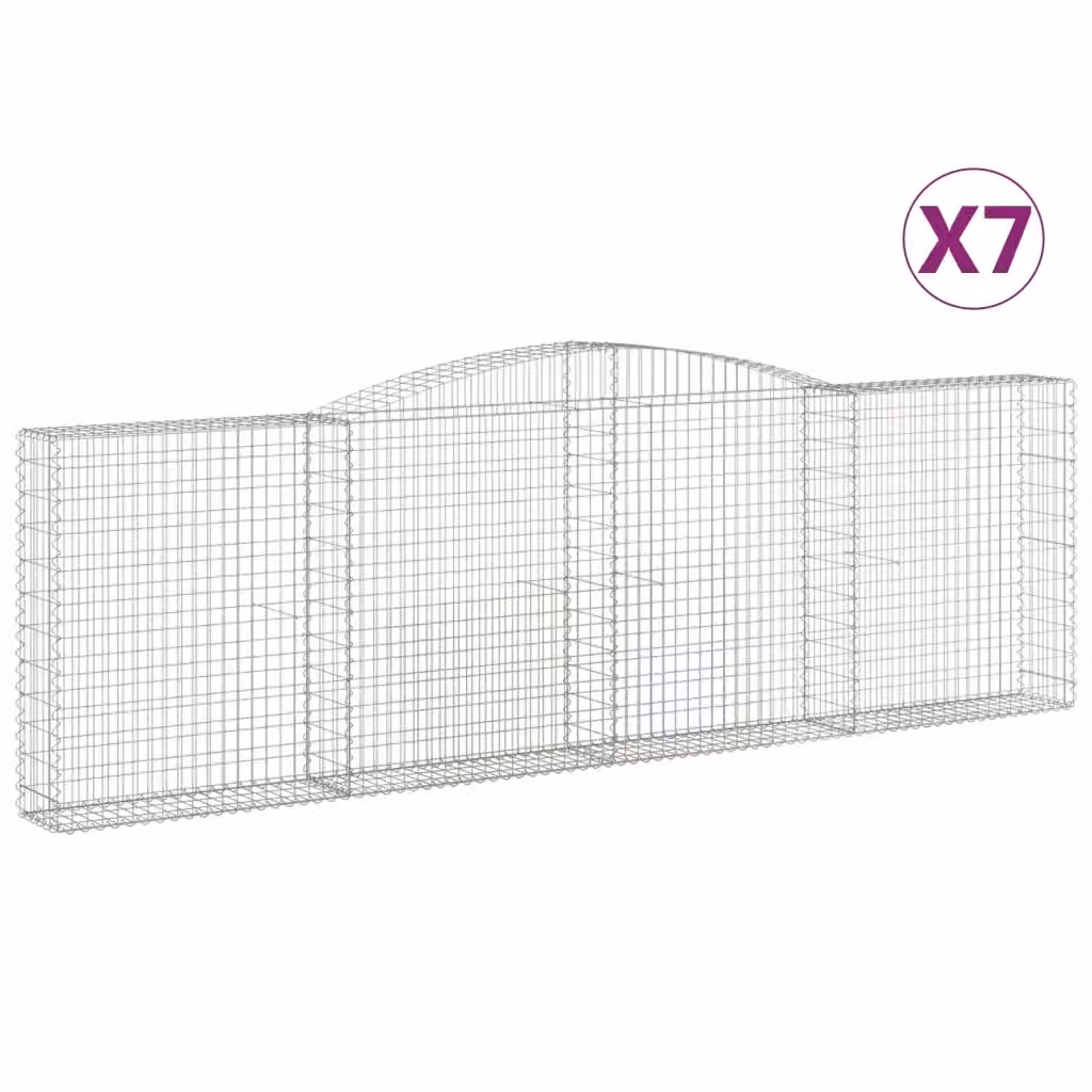 Set di 7 Cesti Gabbioni ad Arco Videx in Acciaio Zincato Colore Argento L: 400 cm, P: 30 cm, H: 120/140 cm – 2