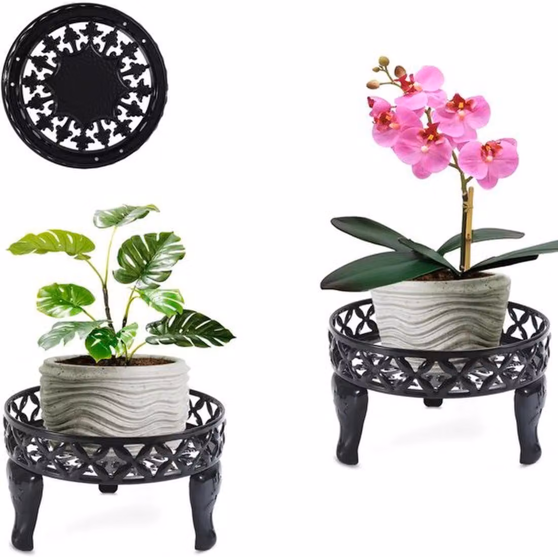 Set Azomor composto da 2 supporti per fiori in metallo per interni ed esterni dal design decorativo