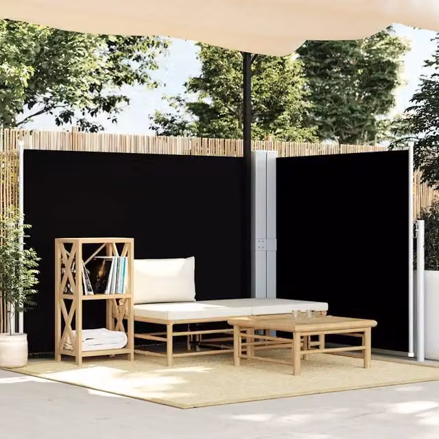 Tenda da Sole Laterale Retrattile-Tenda parasole per balcone per giardino Nera 140x1000 cm 334579
