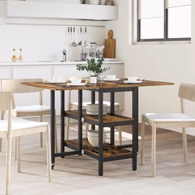 Tavolo da pranzo rettangolare estensibile vidaXL in legno marrone L: 122 cm, P: 80 cm, H: 76,5 cm