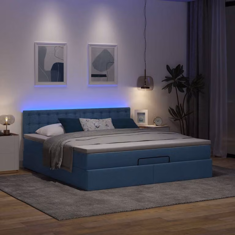 Maison Exclusive - Pouf Letto con Materasso e LED Blu 180x200cm in Tessuto