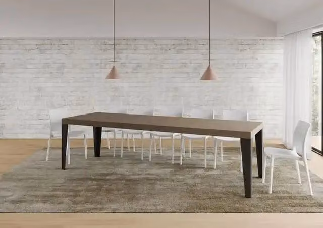 Tavolo allungabile moderno Itamoby Flame Premium colore tortora con gambe antracite L/P: 180 x 90 cm fino a 284 x 90 cm