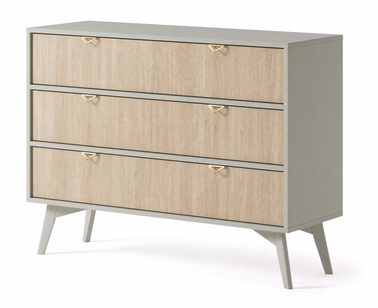 Comodino: Eucalipto/Motivo a spina di pesce scandinavo, larghezza 106 cm