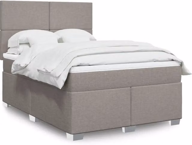Letto Ibrido vidaXL con Giroletto a Molle e Materasso in Tessuto, Colore Tortora, L/P/H: 140 x 190 x 150,5 cm