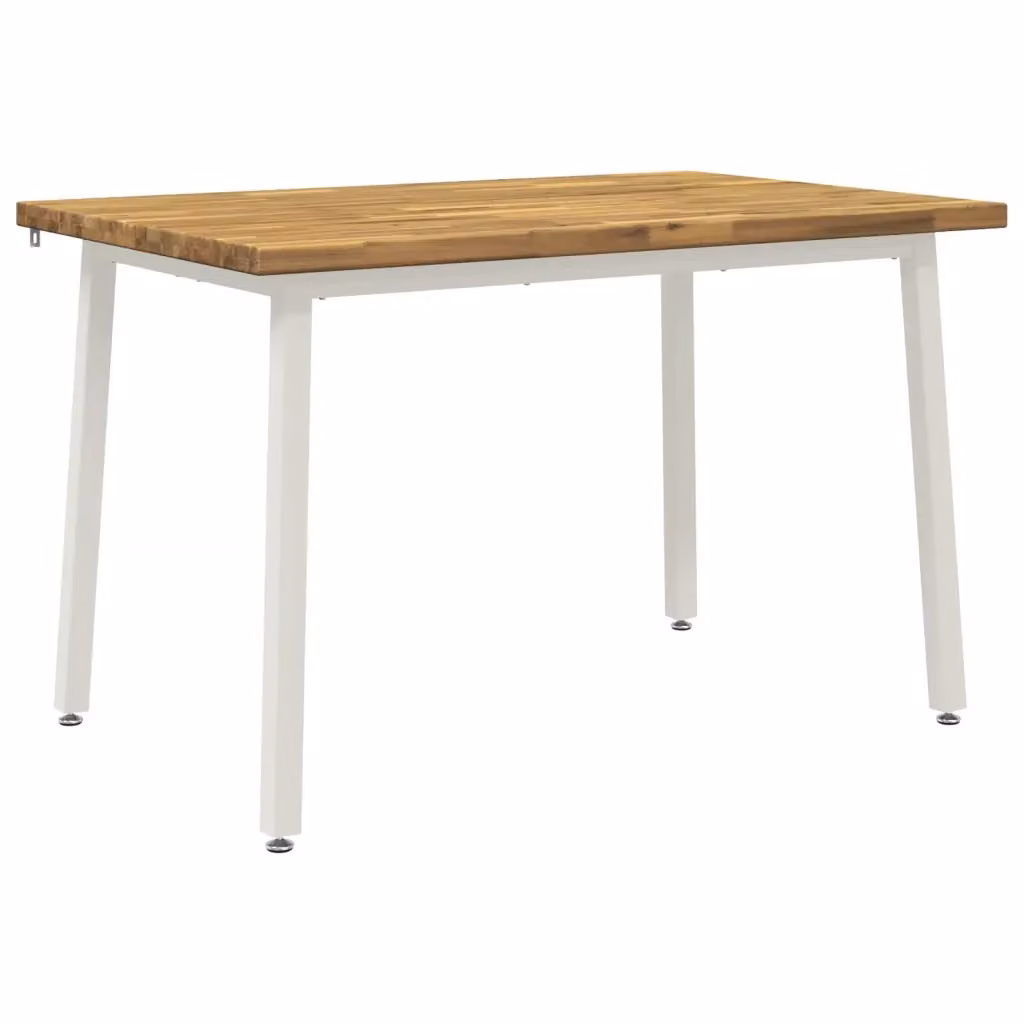 Tavolo rettangolare moderno vidaXL in legno di acacia massello bianco L/P/H: 120 x 70 x 75 cm – 2
