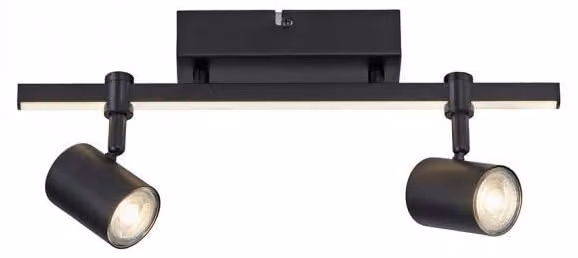 Lampada da parete e soffitto nera 2xGU10/4,50W/3000K, 1xLED-Board 5W