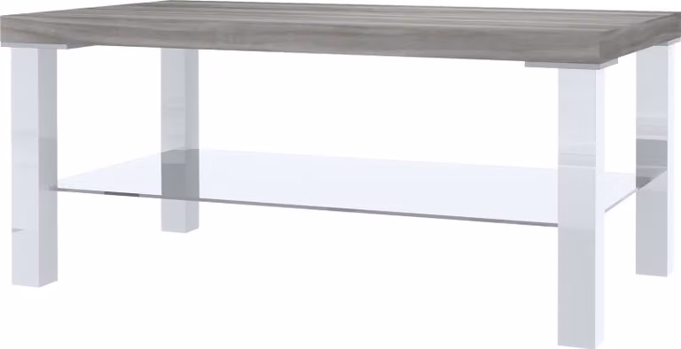 BELINI tavolino da salotto tavolino da caffè tavolino da divano con ripiano per soggiorno ufficio 90 x 45 cm (bianco / legno glamour)