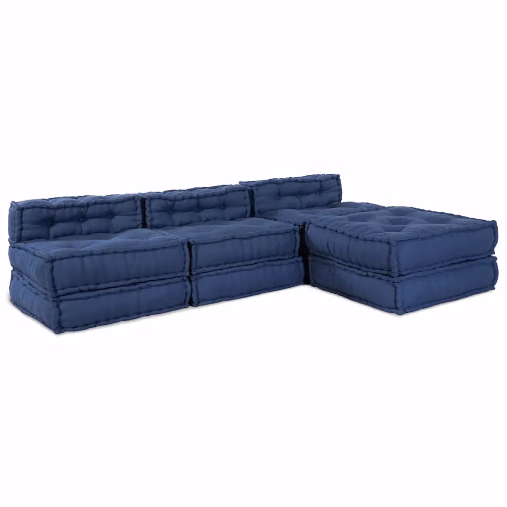 Unità di divano modulare vidaXL in tessuto blu con design moderno a forma di L, L/P/H: 210 x 140 x 56 cm