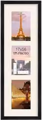 Portafoto multi Naibo Nero per 3 foto, design moderno rettangolare, L: 56 cm, H: 17 cm